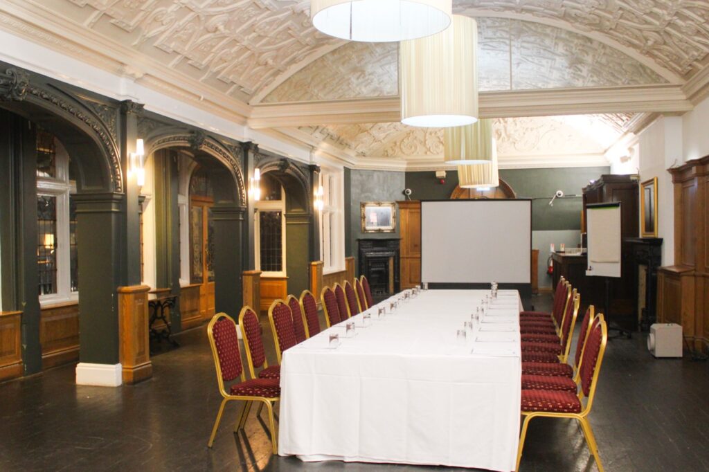 The Brent Room set for a boardroom meeting at La Royale, Cricklewood