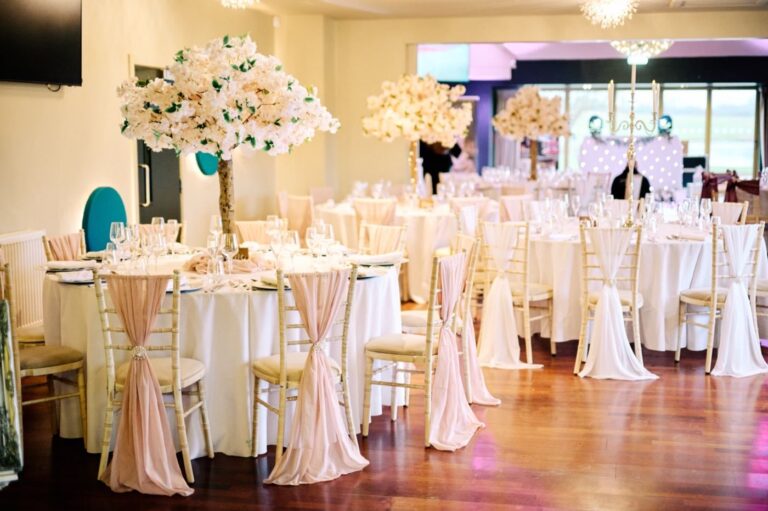 Reception styled with blush decor, Mill Green