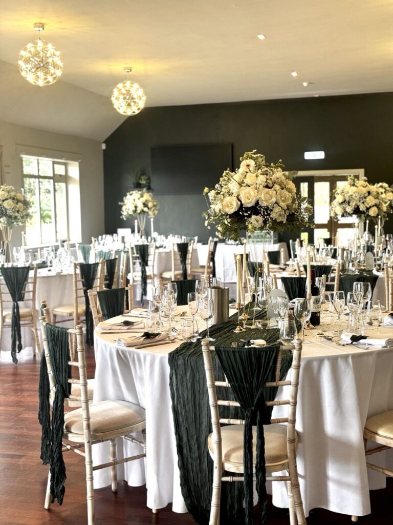 Reception room styling at Mill Green